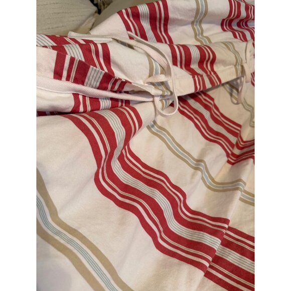 Pottery Barn Striped Duvet Cover Set F/Q  Cotton Tie back Coastal cottage heavy - Picture 7 of 14